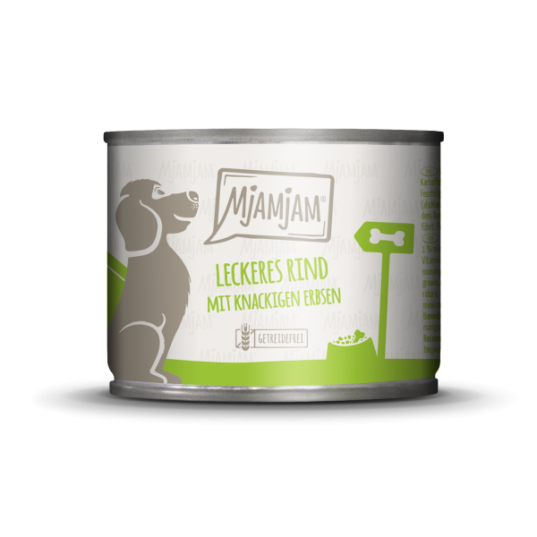 Mjamjam Hund Leckeres Rind an gekochten Kartoffeln mit knackigen Erbsen 200g